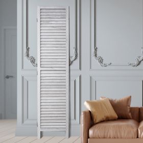 Wood Room Divider, 6 Panel Wood Folding Privacy Screen, 66.9 Inches Tall Indoor Louvered Wooden Partition, Portable Decoration Screen, For Room Separa