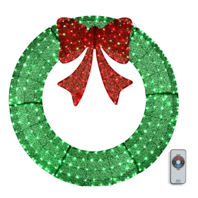 48in Pre-Lit Outdoor Christmas Wreath Decoration