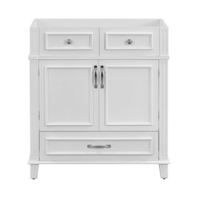 30 Inch Bathroom Vanity No Top, Solid Wood Frame Bathroom Storage Cabinet With Soft Close Door, Frame Only Bathroom Storage Cabinet, Vintage Style, Wh