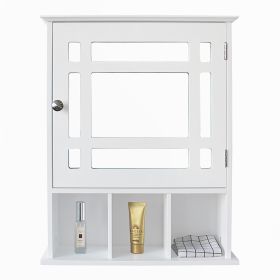 Single Door Triple Compartment Storage Bathroom Cabinet - White