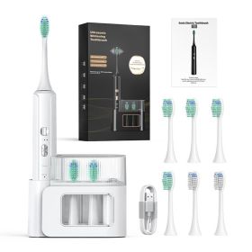 Aquasonic Black Series Ultra Whitening Toothbrush    ADA  Approved Electric Toothbrush   8 Brush Heads And Travel Case, 40,000 VPM Electric Motor And
