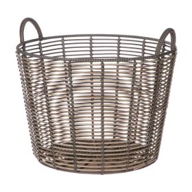 Extra Large Round Poly Rattan Decorative Storage Basket with Handles, 18.7 in x 16 in (Shipment from Walmart)