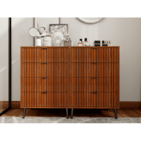 Wooden Chest Of Drawers - Spacious Storage Organizer For Bedroom Or Living Room, Modern Design With Multiple Compartments, Brown