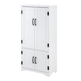Accent Floor Storage Cabinet Kitchen Pantry with Adjustable Shelves and 2 Lower Doors, White