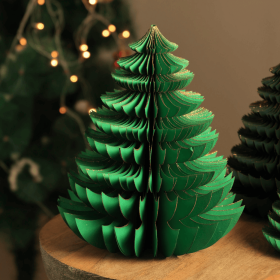 Handmade Green Paper Tree Festive Holiday -10.62X10.62X13inch