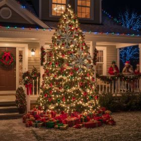 2PCS Set 17.7in Large Wood Christmas Snowflake Ornaments Rustic Tree & Wall Decor Holiday Home Display