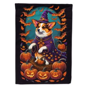 Corgi Witchy Halloween House Flag Large Porch Sleeve Pole Decorative Outside Yard Banner Artwork Wall Hanging, Polyester, House Size, Multicolor