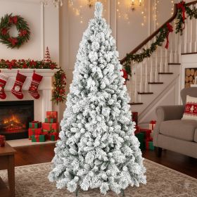 4FT Flocked Christmas Tree With 350 Tips Artificial Plant Snowy PVC Branches Stable Metal Stand Easy Setup Holiday Decor