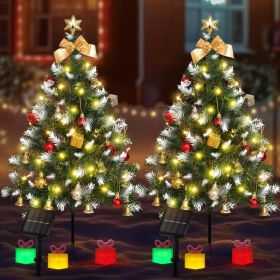 Mini Christmas Tree Solar Lights, Outdoor Decorations, 2 Pack