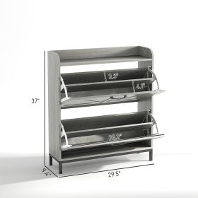 Shoe Cabinet Organizer With 2 Flip Drawers, Legs, Narrow Shoe Storage Cabinet For Entryway, Hallway, Light Gray