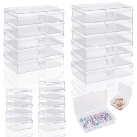 24 Pcs Mixed Sizes Clear Plastic Storage Containers, Small Rectangular Storage Organizer With Lid,Beads Storage Box For Storage Beads, Crafts, Jewelry
