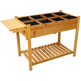 8 Pockets Horticulture Raised Garden Bed Elevated Wood Planter Box Stand With Foldable Side Table And Storage Shelf For Herb Vegetables  Flowers