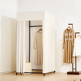 Fitting Room, Moveable Dressing Room With Thick Curtains, Privacy Space With Casters And A Sturdy Metal Hook, For Boutique, Mall, Tailor's Store & Out