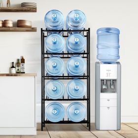 5-Tier Water Jug Holder Double Row Water Bottle Rack For 10 Bottles Black