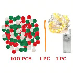 100 Pcs Christmas Pom Poms Balls With Battery String Lights Red And Green White Pompoms Pom Poms For Crafts Making DIY Holiday Christmas Decorations S