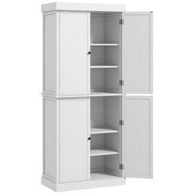 72" Kitchen Cabinet, Pantry Storage Cabinet with Doors and Shelves, Freestanding Food Pantry Cabinet, White Wood Grain