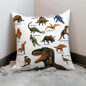 Wild Dinosaur Pillow Cover - Animal Dinosaur Pillowcase Tyrannosaurus Rex Brachiosaurus Dinosaur Pillowcase Square 18x18 Suitable For Boys' Room Home