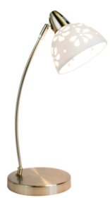 Simple Designs Brushed Nickel Desk Lamp with White Porcelain Flower Shade