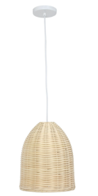 Elegant Designs Elongated Coastal Dome Rattan Downlight Pendant