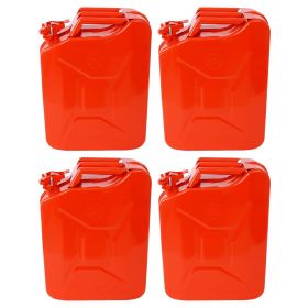 20 Liter 5 Gallon Jerry Fuel Can With Flexible Spout, Portable Jerry Cans Fuel Tank Steel Fuel Can, Fuels Gasoline Cars, Trucks, Equipment,RED 4pcs Se