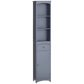 Bathroom Storage Cabinet, Free Standing Bathroom Storage Unit, Tall Linen Tower with 3-Tier Shelves and Drawer, Grey