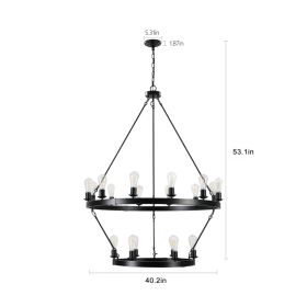 NEW SKU   W1340P206659   Retro Style Large 2-Tier Circular Ceiling Ironwork Chandelier