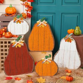 5 Large Farmhouse Thanksgiving Autumn Decorations, Wooden Autumn Signs - Country Farmhouse Style, Thanksgiving Pumpkin Harvest Theme, Standing Decorat
