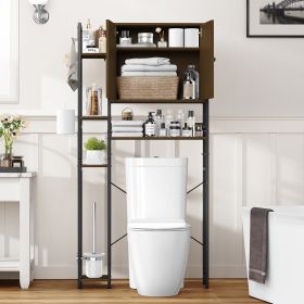 Toilet Storage Cabinet With 4 Layers Of Side Adjustable Storage Racks, Anti-slip Freestanding Toilet Organizer With Hooks, Suitable For Bathrooms, Lau