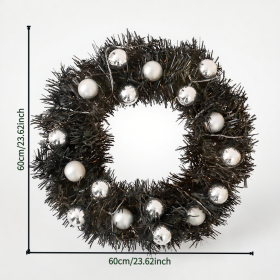 1 Piece Of 24-inch Black-themed Garland With Silver Ball Accessories And Christmas Letters