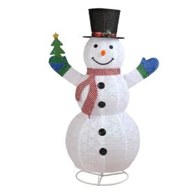 5.7FT Lighted Snowman Holding Small Tree Christmas Yard Decorations, Pre-lit Pull Up Snowman With 200 Warm White LEDs, For Xmas Outdoor Holiday Indoor