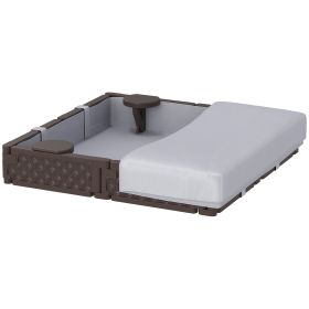 Kids Sandbox With Cover, 4 Corner Seats, Bottom Liner For Backyard, Garden, Outdoor, 47 X 47 X 9, Dark Brown