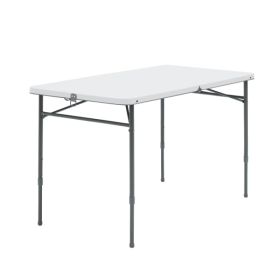 4 Foot Fold-in-Half Adjustable Folding Table, White Shipment From Walmart