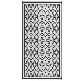 Reversible Outdoor Rug, Waterproof Plastic Straw with Carry Bag, 9' x 18', Black & White Lantern