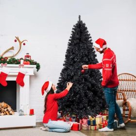 7.5 FT Pre-lit Artificial Christmas Tree, Hinged Xmas Pine Tree With 1350 Branch Tips, 400 Lights And Remote Control For Holiday Party Office Home, Bl