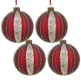 4-piece Set Of 4.7-inch Christmas Glass Ball Ornaments, Festive Tree Hanging Decorations, Party Decoration Supplies, Shipped By FBA, Prohibited From S
