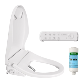 Smart Bidet Toilet Seat With Sensor Open Lid Side Knob Adjustable Heated Seat With Water Temperature And Pressure Adjustment Portable Bidet With Autom