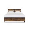 King Size Industrial Slatted Headboard Platform Bed Frame with 6 Storage Drawers