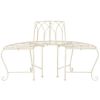 Half-Circle Outdoor Patio Garden Antique White Wrought Iron Tree Bench