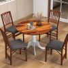 Solid Wood Round 39-inch Kitchen Dining Table with White Legs and Brown Top