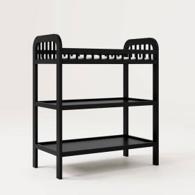 Baby Changing Table in Black Wood Finish with Safety Rail and Changing Pad