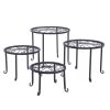 Set of 4 - Indoor Outdoor Black Metal Plant Stand