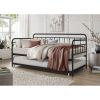 Twin size Black Rounded Iron Daybed with Roll Out Trundle Bed Frame