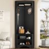 Modern Black Corner Hall Tree Coat Rack Entryway Storage Cabinet Shoe Bench