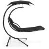 Black Single Person Sturdy Modern Chaise Lounger Hammock Chair Porch Swing