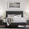 Full size Black Linen Upholstered Platform Bed with Button-Tufted Headboard