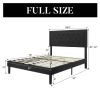 Full size Black Linen Upholstered Platform Bed with Button-Tufted Headboard
