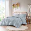 King/Cal King 3-Piece Blue Pompom Microfiber Hypoallergenic Comforter Set