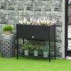 Black Modern PE Rattan Wicker Raised Garden Bed Elevated Planter Box