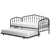 Twin size Modern Industrial Black Metal Daybed with Trundle Bed Frame
