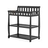 Modern Black Wooden Baby Changing Table with Safety Rail Mattress Pad and Strap